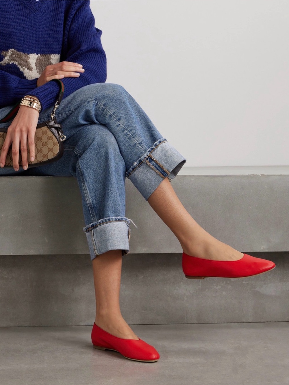 Staud Alba leather ballet flats Red size 37.5 - Picture 13 of 13
